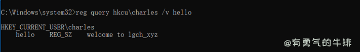 reg query hkcu\charles /v hello